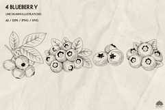 Blueberry line art set Svg Png Eps Product Image 2