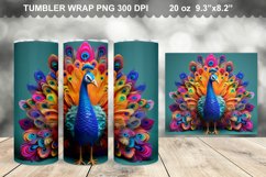 3D Rainbow Peacock 20 oz Skinny Tumbler Sublimation Product Image 3