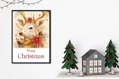 Boho Christmas Deer Greeting Card PNG, Happy Christmas Card Product Image 2