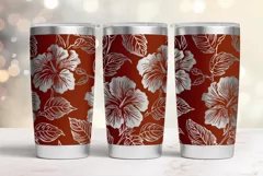20oz Tumbler laser svg Hibiscus wrap| Tropic Flowers pattern Product Image 3
