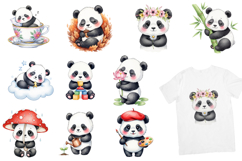 Cute Pastel Panda Watercolor Clipart,HandPainted Fluffy Bear Product Image 2