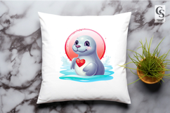 Cute Baby Seal Love Heart Clipart Sublimation PNG Product Image 3