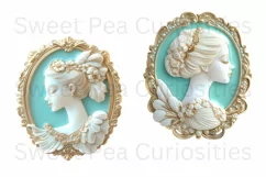 Cameo, Brooch, Victorian, Ephemera, PNG, Flower, Clipart Product Image 2
