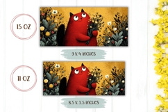 Cartoon Red Cat Mug Wrap, Floral Mug Sublimation Product Image 2