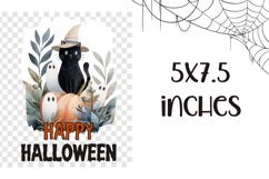 Happy Halloween Towel Design, Watercolor Cat Towel Template Product Image 2