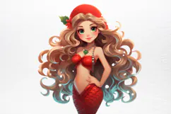 Christmas Mermaid Clipart PNG Product Image 2