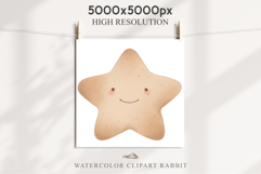 Watercolor Children Moon Stars Smiling Toddler Kids Clipart Product Image 3