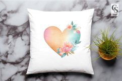 Watercolor Floral Filled Heart Clipart Sublimation PNG Product Image 3