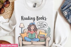Reading books PNG, Funny Retro Girl sublimation PN Product Image 2