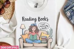 Reading books PNG, Funny Retro Girl sublimation PN Product Image 2