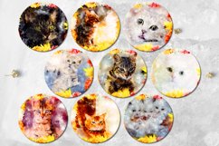 Cats &amp; flowers | Car coaster &amp; key chain sublimation designs Product Image 2