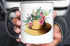 Watercolor Floral Hat Garden PNG Clipart Product Image 3