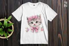 Cute Kitten with Flowers Clipart Sublimation PNG Product Image 2