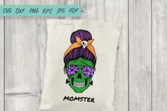 Halloween svg, Mom life svg, Momster svg, Mom Messy Bun svg Product Image 3
