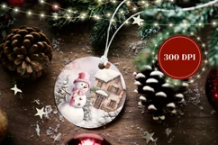 Christmas Ornament PNG, Watercolor Snowman Ornament Design Product Image 2