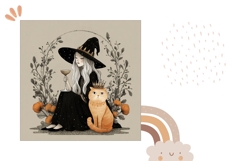 Halloween Pillow Case Design, Cartoon Witch Pillow Template Product Image 2