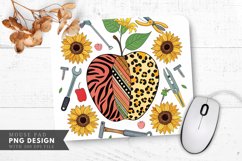 Vibrant Apple Animal Prints and Sunflowers Mouse Pad PNG Product Image 1
