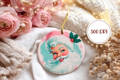 Vintage Santa Claus Ornament, Christmas Round Ornament PNG Product Image 2