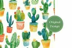 Cactus Tumbler Wrap Design, Watercolor Plants Tumbler Design Product Image 2