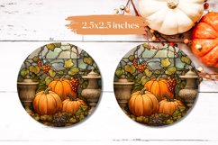 Stained Glass Pumpkins Car Coaster Design, Fall Sublimation Product Image 2