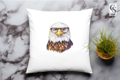 Eagle With Glasses Watercolor Animal Clipart Sublimation PNG Product Image 2