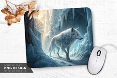 Silver Wolf in a Frozen Labyrinth Mouse Pad PNG Design Product Image 1