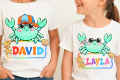 Brushstroke Custom Name Crab PNG, Funny Beach PNG, Summer Product Image 1