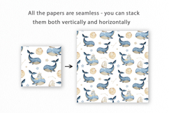 Watercolor Whale Dreams Seamless Pattern Product Image 2