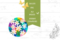 Pop Art Flowers Earrings, Floral Round Earrings Template Product Image 2