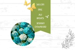 Floral Round Earrings, Blue Hydrangea Round Earrings Print Product Image 2