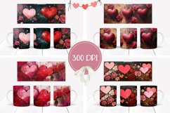 Red Love Hearts Mug Design, Valentine Mug Template Product Image 2