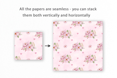 Pink Flowers Seamless Pattern, Digital Paper Product Image 2