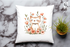 Watercolor Cute Floral Cat Clipart Sublimation PNG Product Image 2