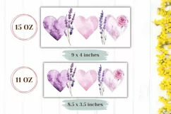 Love Mug Wrap Design, Purple Love Hearts Mug PNG Product Image 2