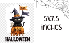 Cute Halloween Cat Towel Sublimation, Happy Halloween Print Product Image 2