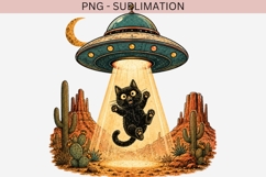 Alien UFO Cat PNG | Black Cat Abduction Product Image 2