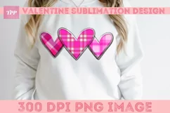 Plaid Hearts png, Valentine Sublimation Design Product Image 3