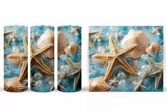 3D Starfish Tumbler Design. 3D Seashell Tumbler Sublimation Product Image 2