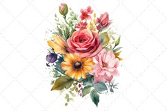 Watercolor Floral Bouquet Clipart Bundle, Transparent Product Image 2