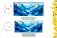 Watercolor Mountains Mug Wrap, Waterfall Mug Template Product Image 2