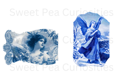 Vintage, Blue Toile,Victorian, Scraps,Ephemera, PNG, Clipart Product Image 2