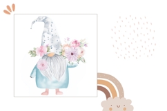 Watercolor Gnome Pillow Case, Floral Pillow Template Product Image 2