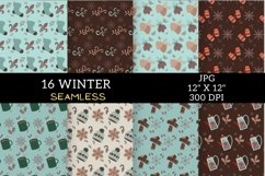 Winter Digital Paper, Boho Vintage Winter Digital Papers Product Image 2