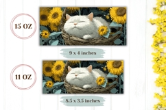 Cat Mug Design, Sunflowers Mug Wrap, Floral Mug PNG Product Image 2