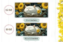 Cat Mug Design, Sunflowers Mug Wrap, Floral Mug PNG Product Image 2