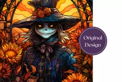 Stained Glass Scarecrow Tumbler Wrap, Halloween Tumbler Wrap Product Image 2