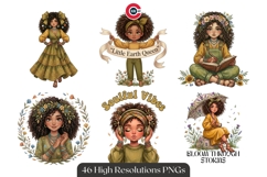 Cute Curly Hair Boho Afro Girl Clipart Product Image 2