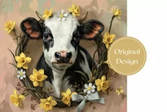 Cute Cow Tumbler Design, Daffodils Tumbler Template, Cow PNG Product Image 2