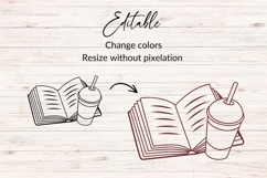Hand Drawn Open Book And Iced Coffee SVG Product Image 2
