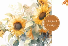 Watercolor Flowers Tumbler Design, Sunlowers Sublimation Product Image 2